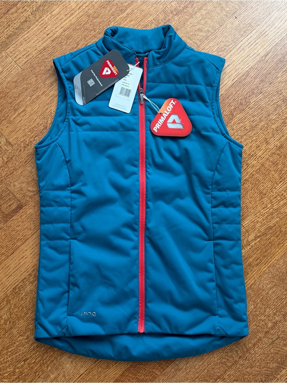 NWT PING Women's 2 Oslo PrimaLoft Golf Vest Gilet Teal Blue Full Zip Performance